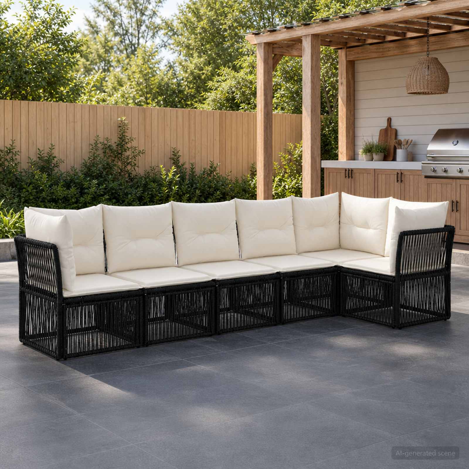 Set Divano da Giardino 6 pcs Nero polyrattan - immagine prodotto