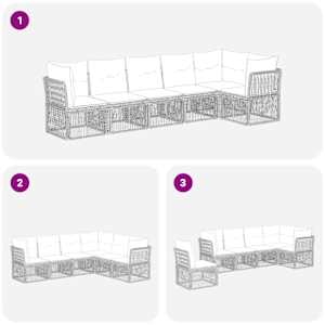 Sada zahradních pohovek 6 pcs Černá polyratan - obrázek 5