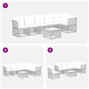 Sada zahradních pohovek 7 pcs Černá polyratan - obrázek 7