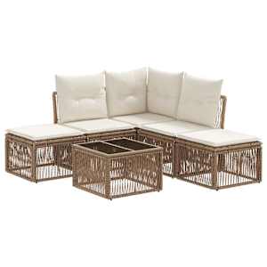 Vrtna sedežna garnitura 6 pcs Bež poli ratan