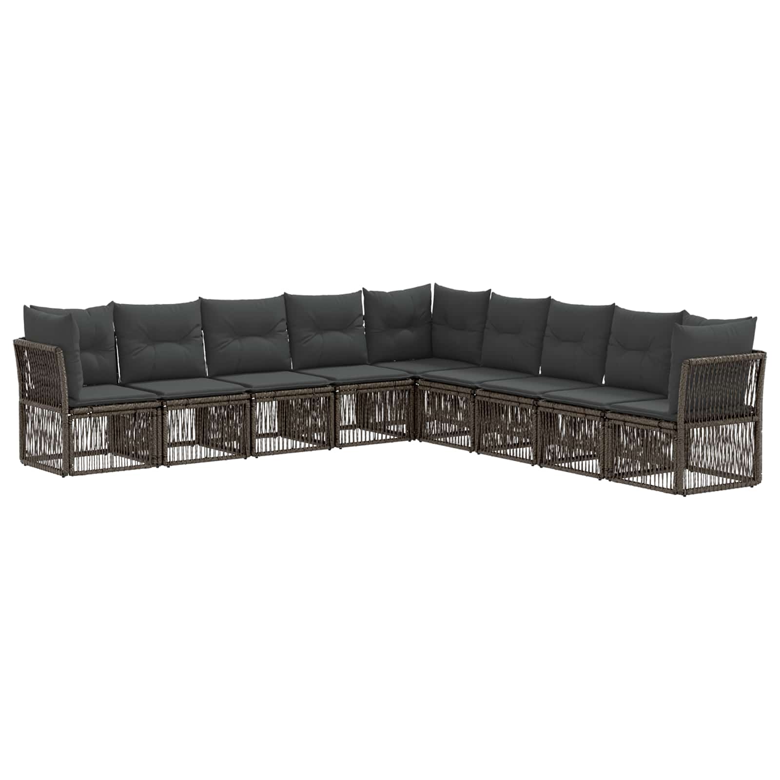 Vrtna sedežna garnitura 9 pcs Siva poli ratan