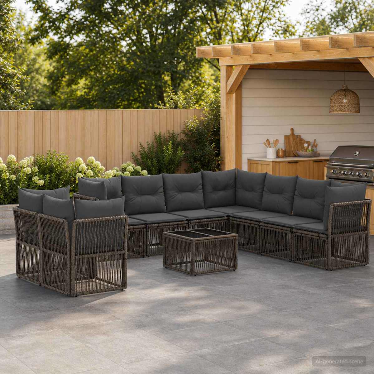 Havesofa Sæt 10 stk. polyrattan