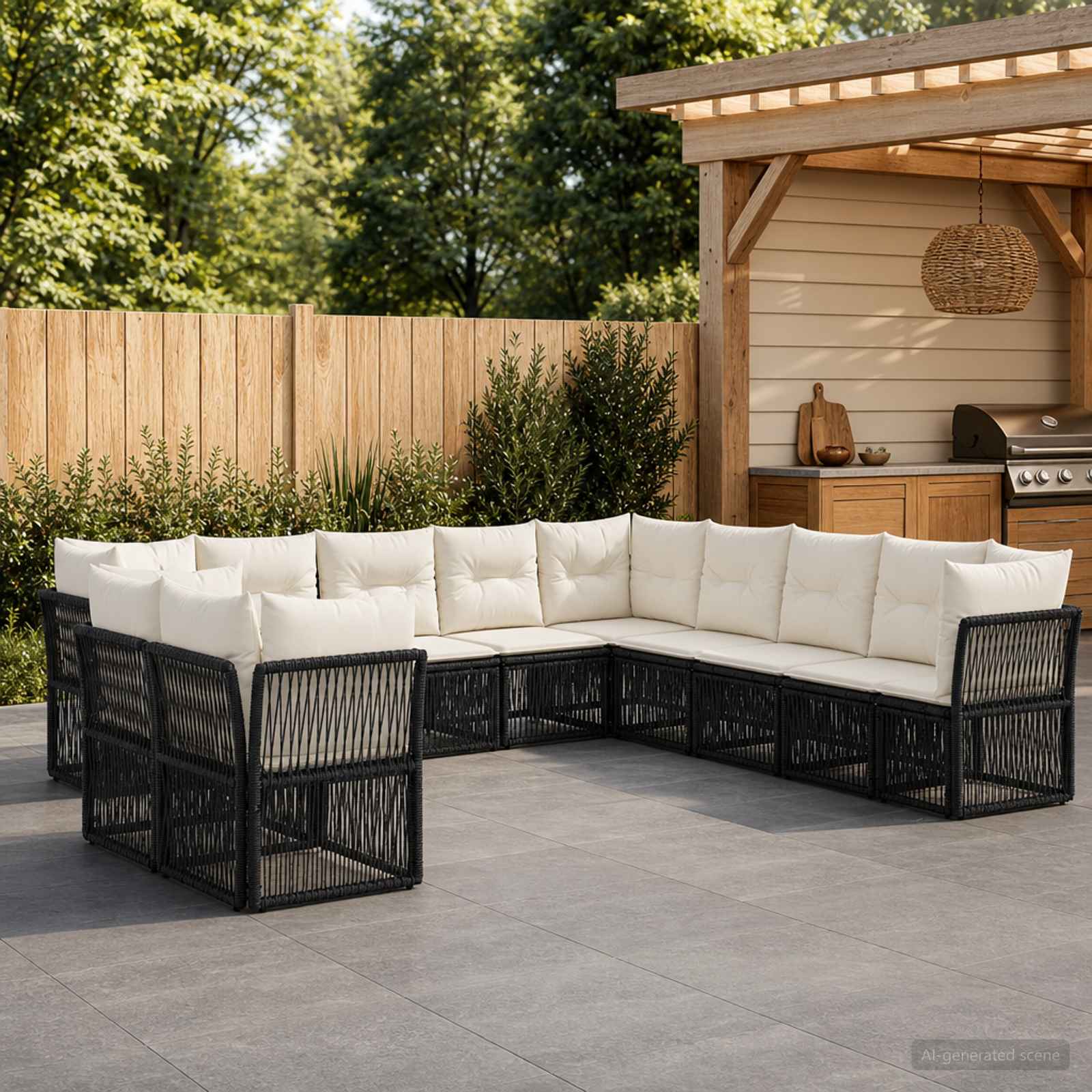 vidaXL Havesofa Sæt 11 stk. 11-personers Sort polyrattan