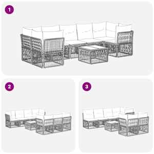 Sada zahradních pohovek 12 pcs Béžová polyratan - obrázek 8