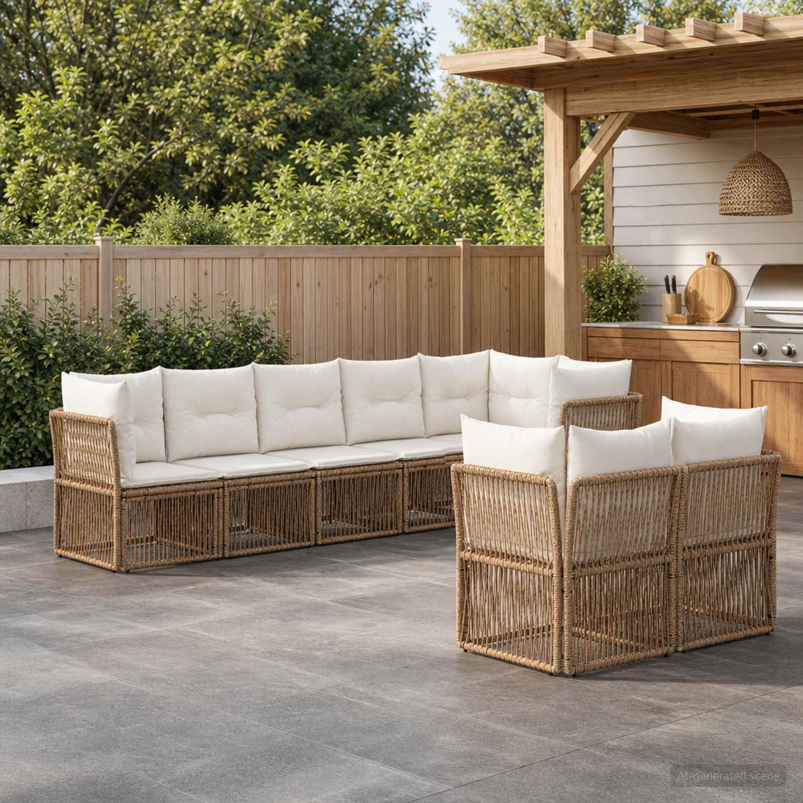 Tuinbankenset 8 pcs Beige poly rattan – afbeelding 1