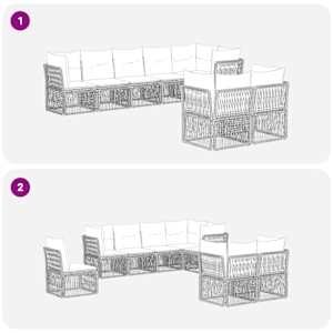 Sada zahradních pohovek 8 pcs Béžová polyratan - obrázek 5