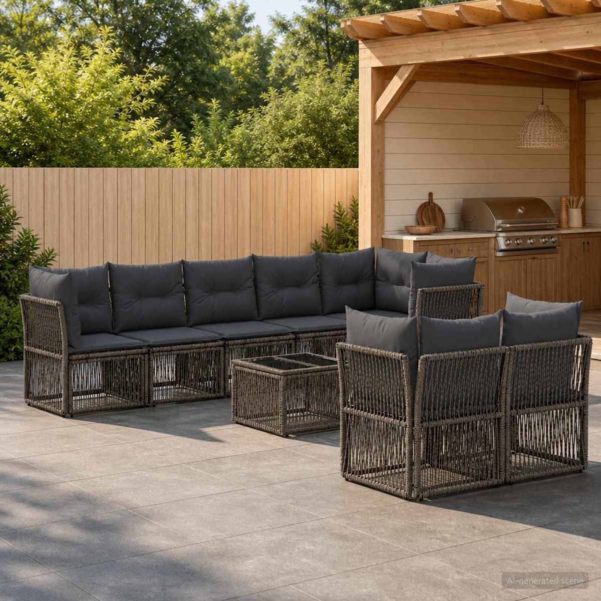 Havesofa Sæt 9 stk. polyrattan