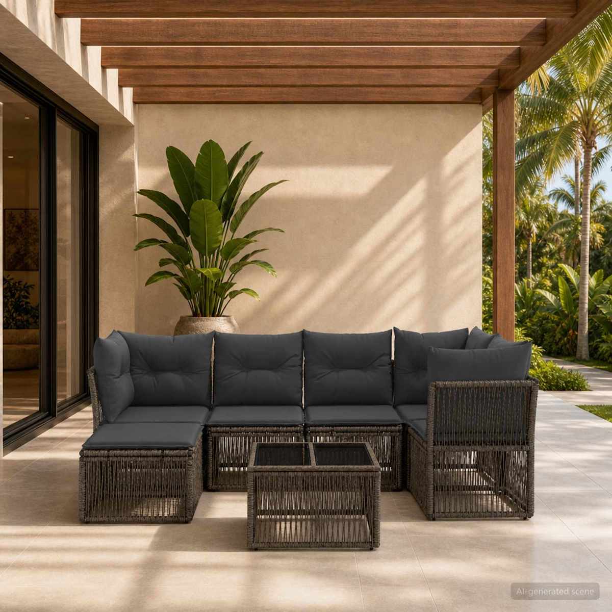 Havesofa Sæt 7 stk. polyrattan