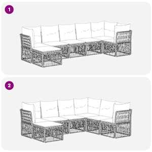 Sada zahradních pohovek 7 pcs Šedá polyratan - obrázek 6