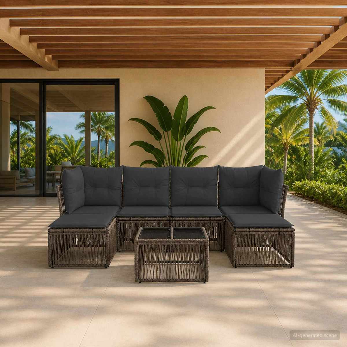 Havesofa Sæt 7 stk. polyrattan