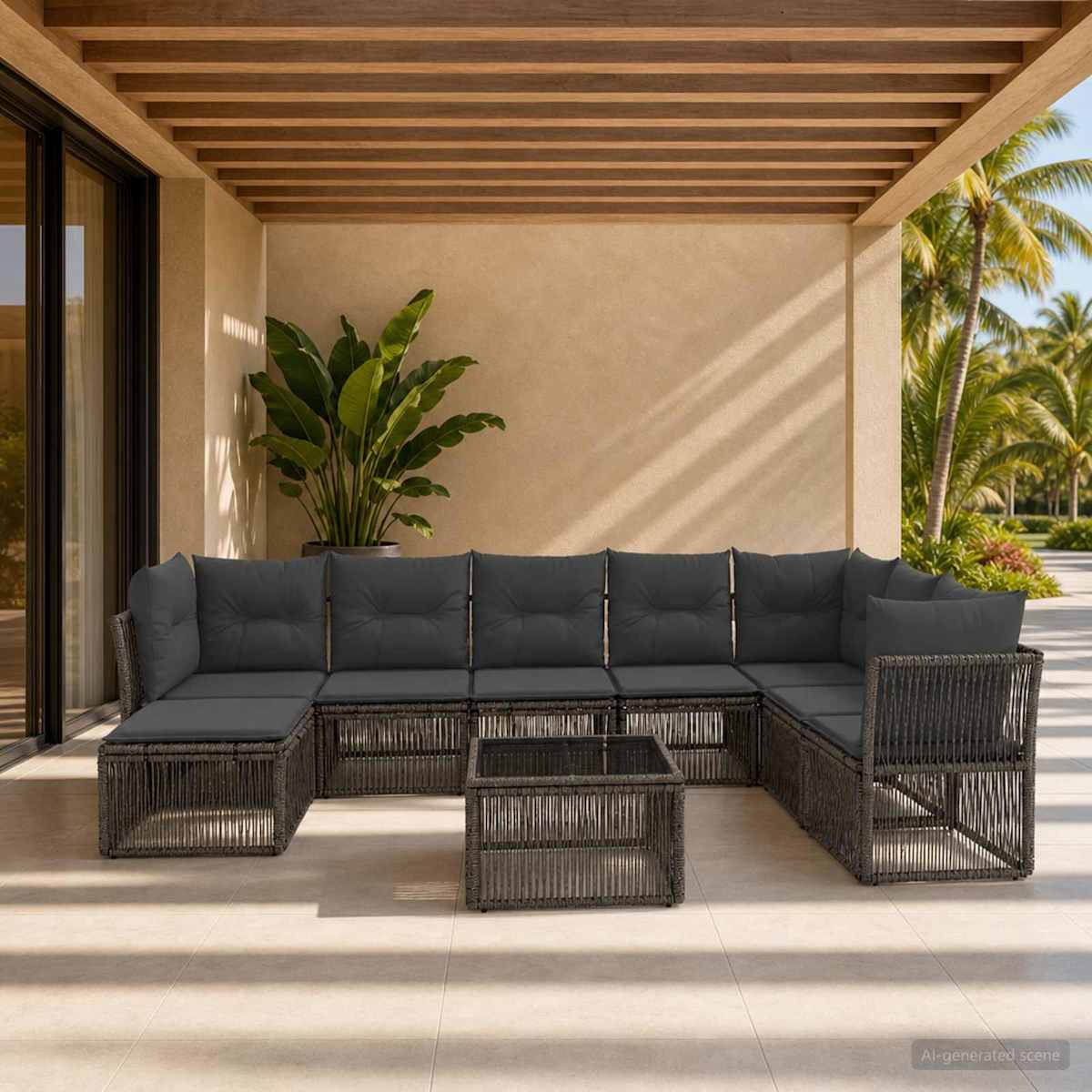 Havesofa Sæt 9 stk. polyrattan