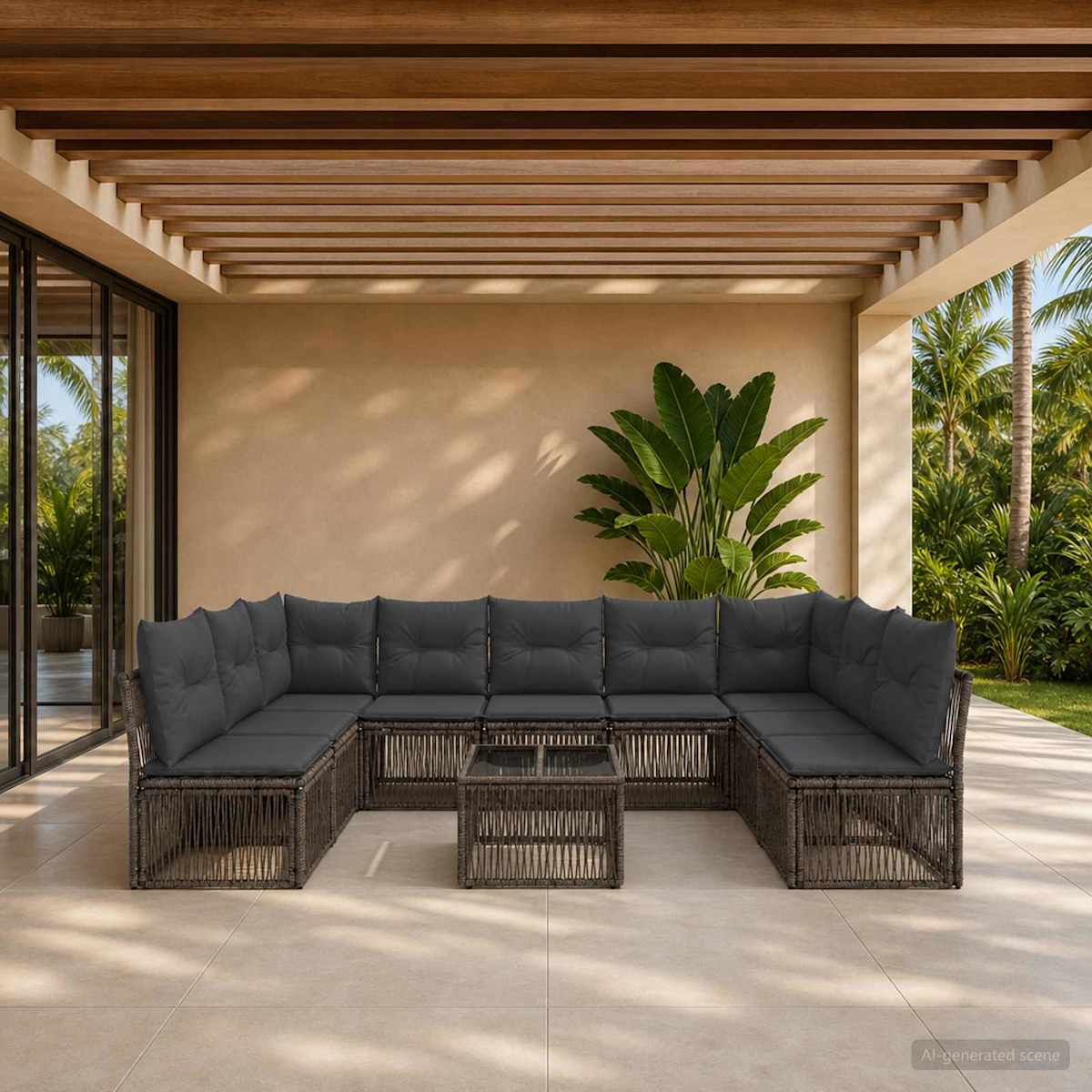 Havesofa Sæt 10 stk. polyrattan