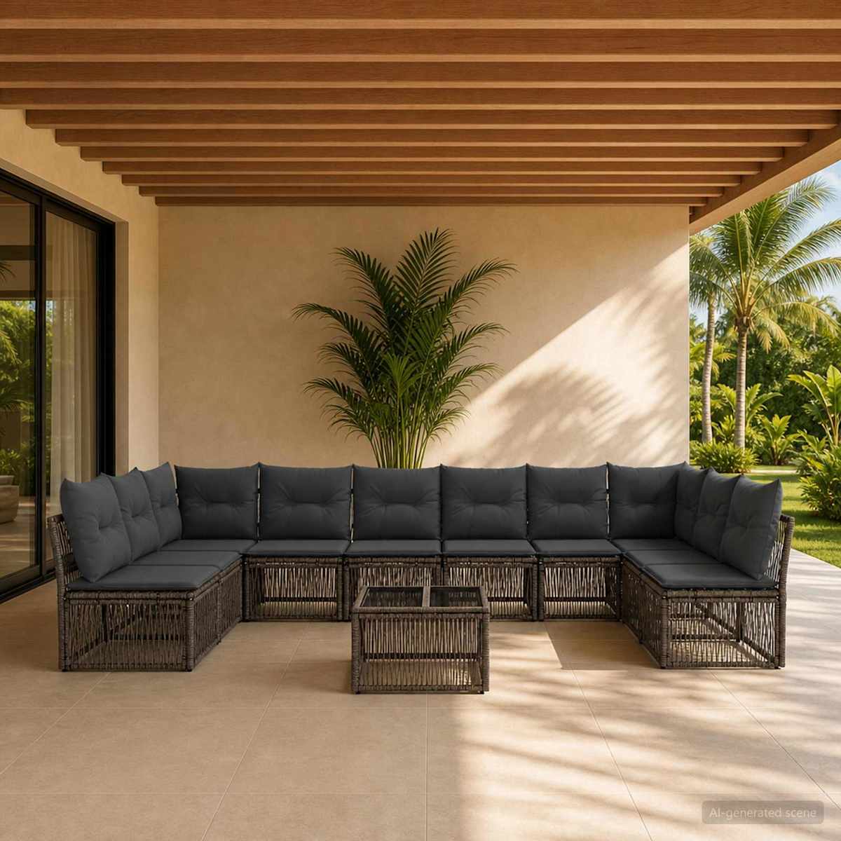 Havesofa Sæt 11 stk. polyrattan