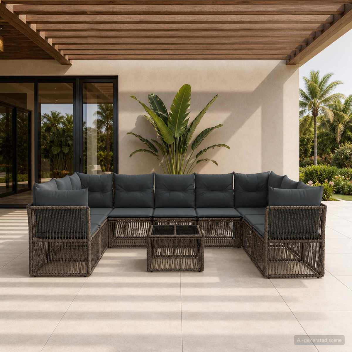 Havesofa Sæt 10 stk. polyrattan