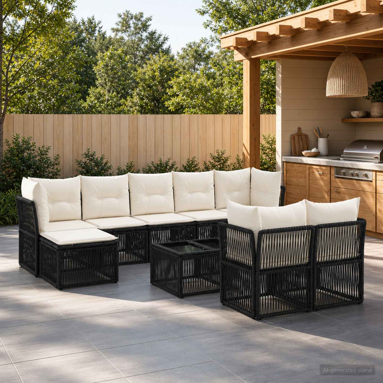 Tuinbankenset 10 pcs Zwart poly rattan