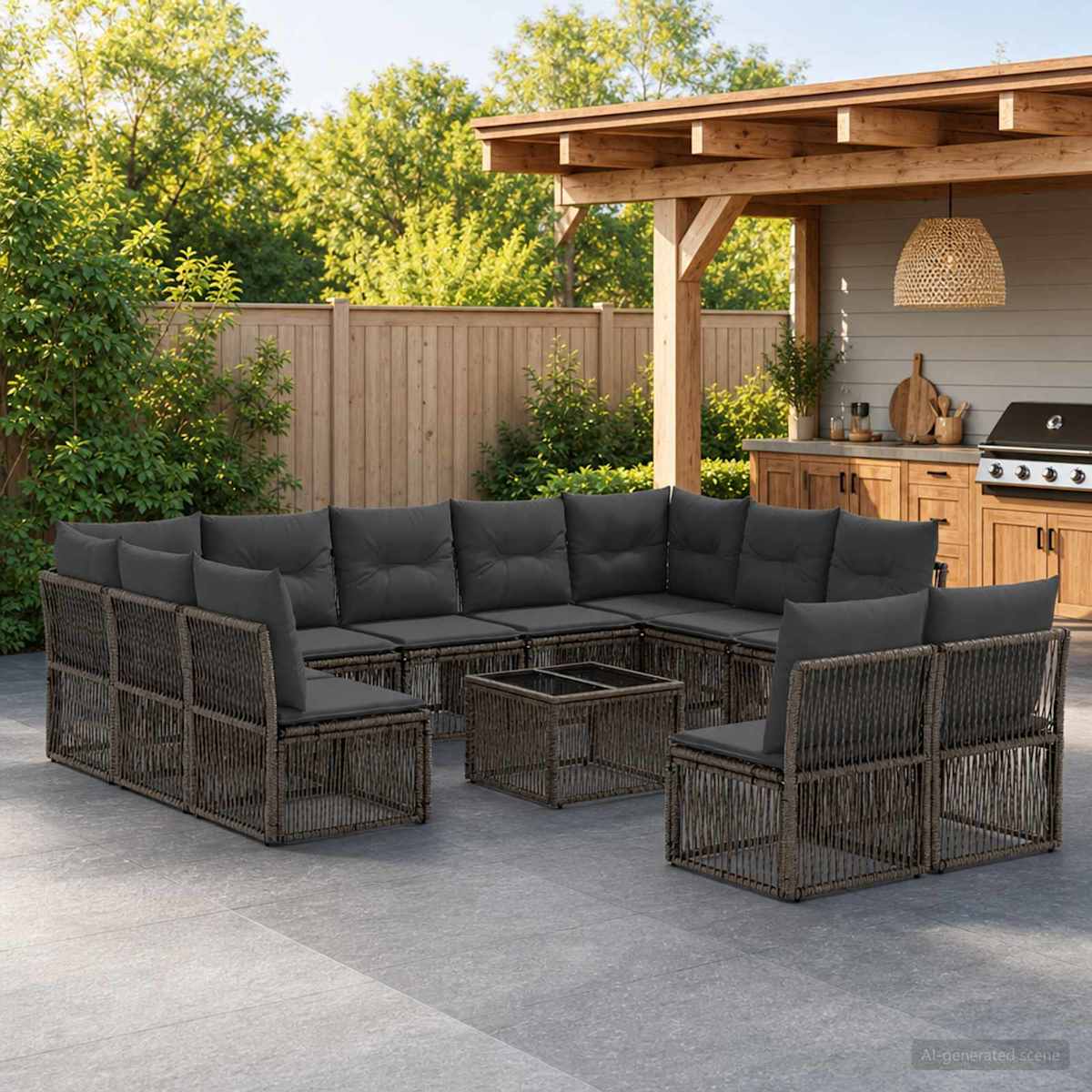 Havesofa Sæt 12 stk. polyrattan