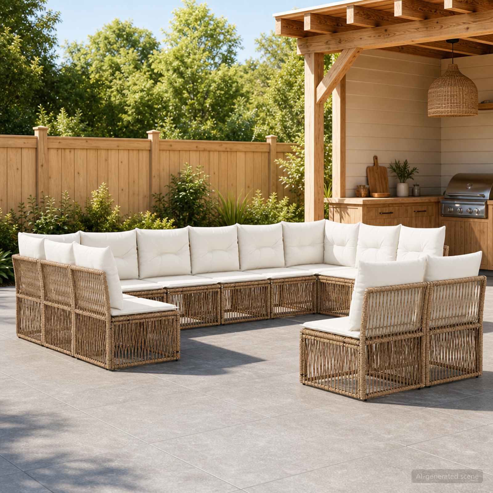Tuinbankenset 12 pcs Beige poly rattan – afbeelding 1