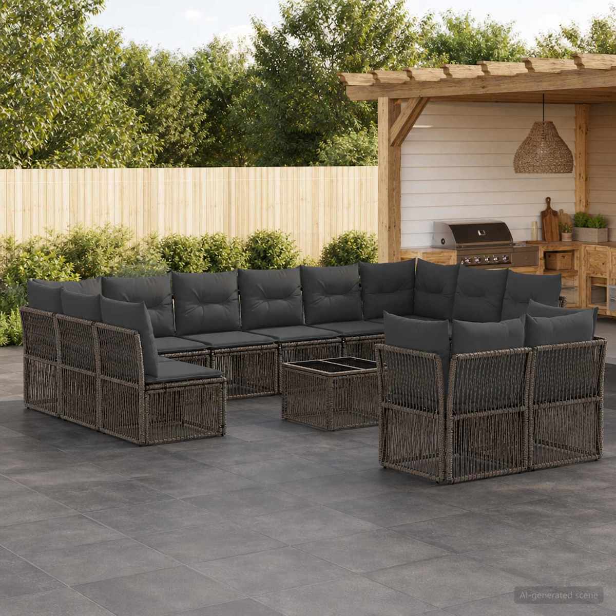 Havesofa Sæt 13 stk. polyrattan