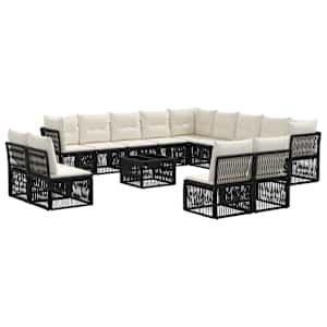 Sada zahradních pohovek 14 pcs Černá polyratan - obrázek 1