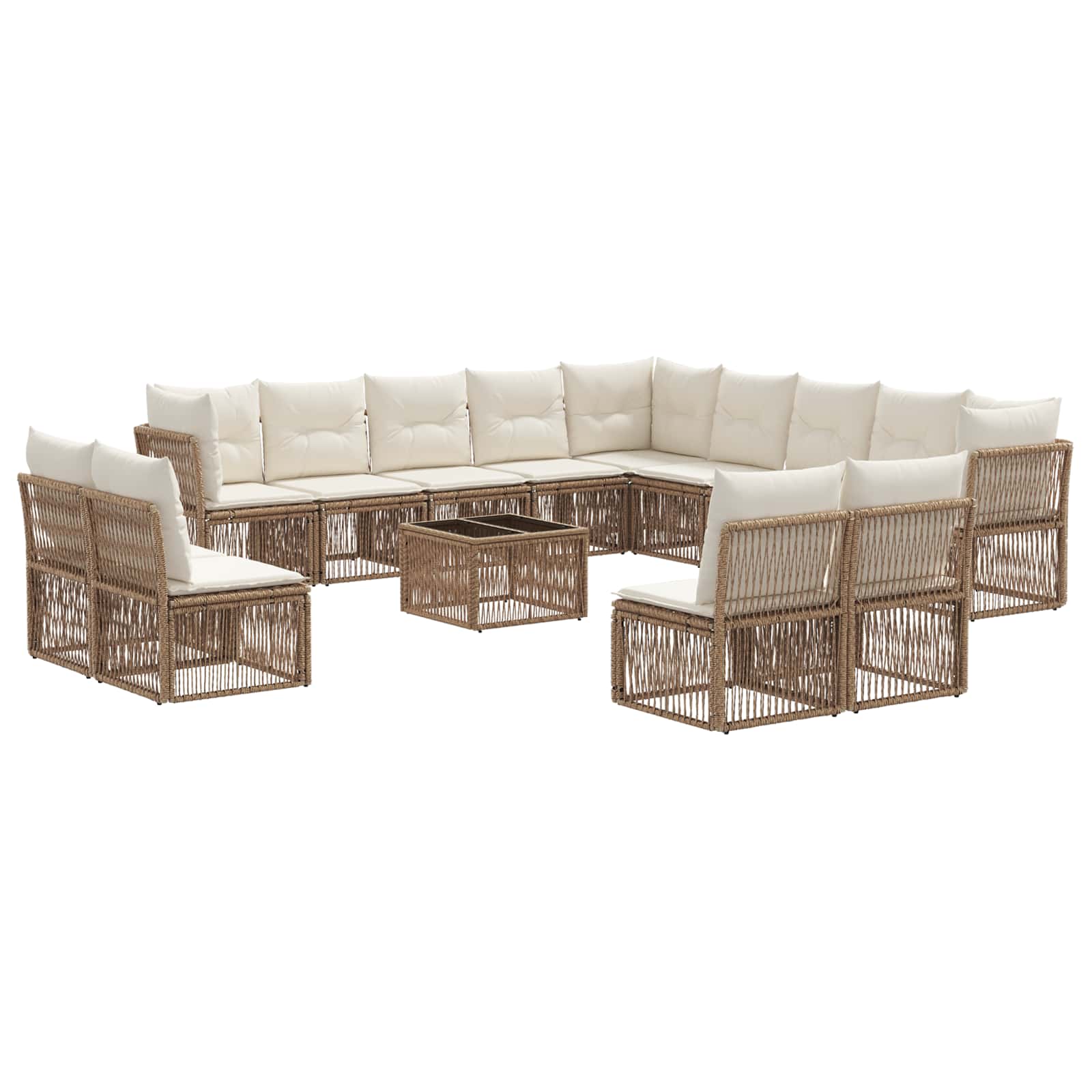 Sada zahradních pohovek 14 pcs Béžová polyratan
