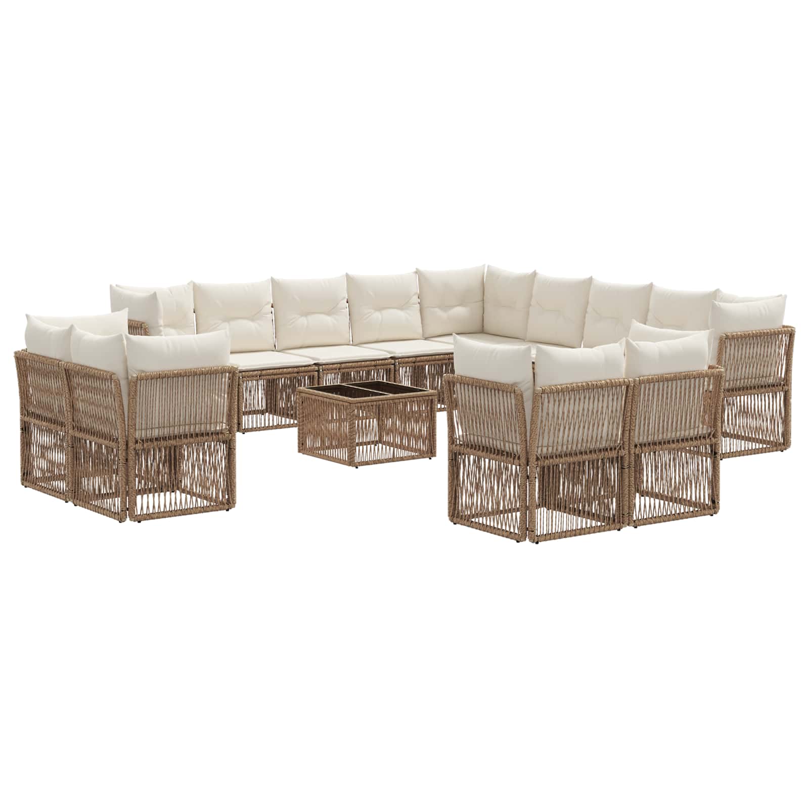 Sada zahradních pohovek 14 pcs Béžová polyratan