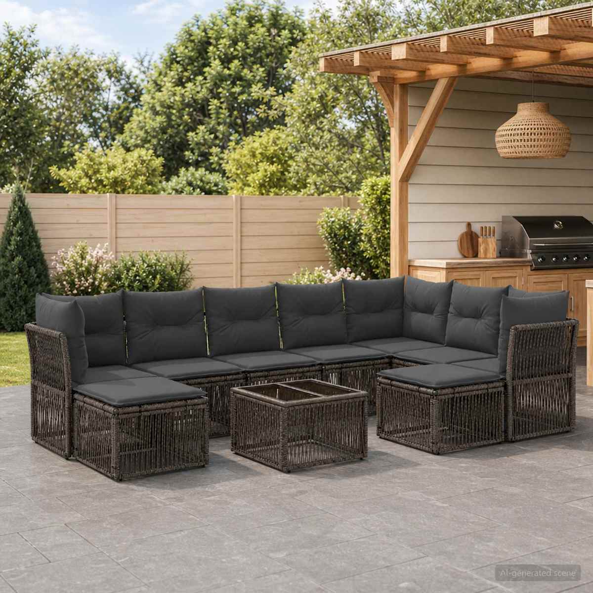 Havesofa Sæt 10 stk. polyrattan