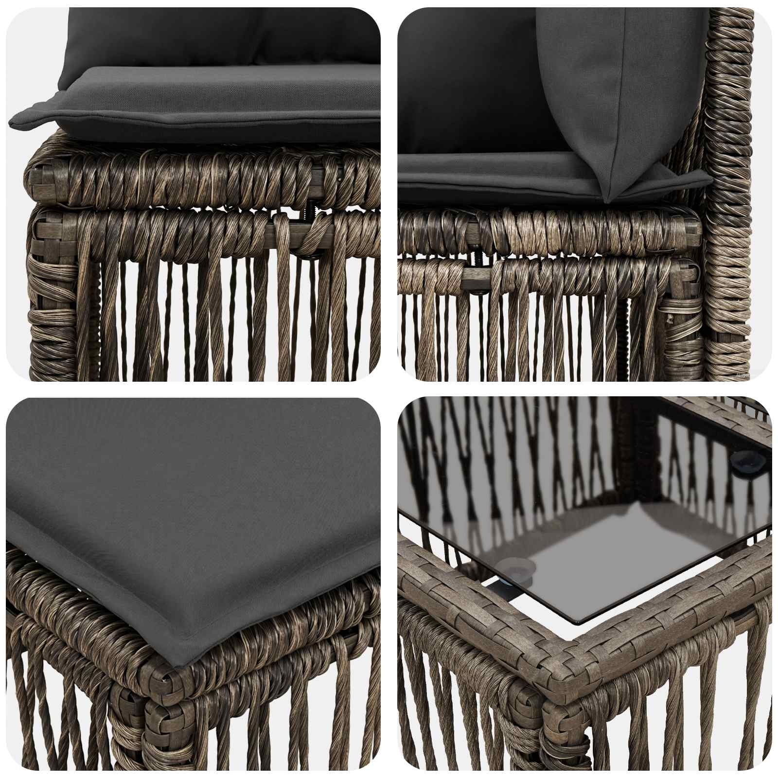 Tuinbankenset 11 st Grijs poly rattan - Afbeelding 9