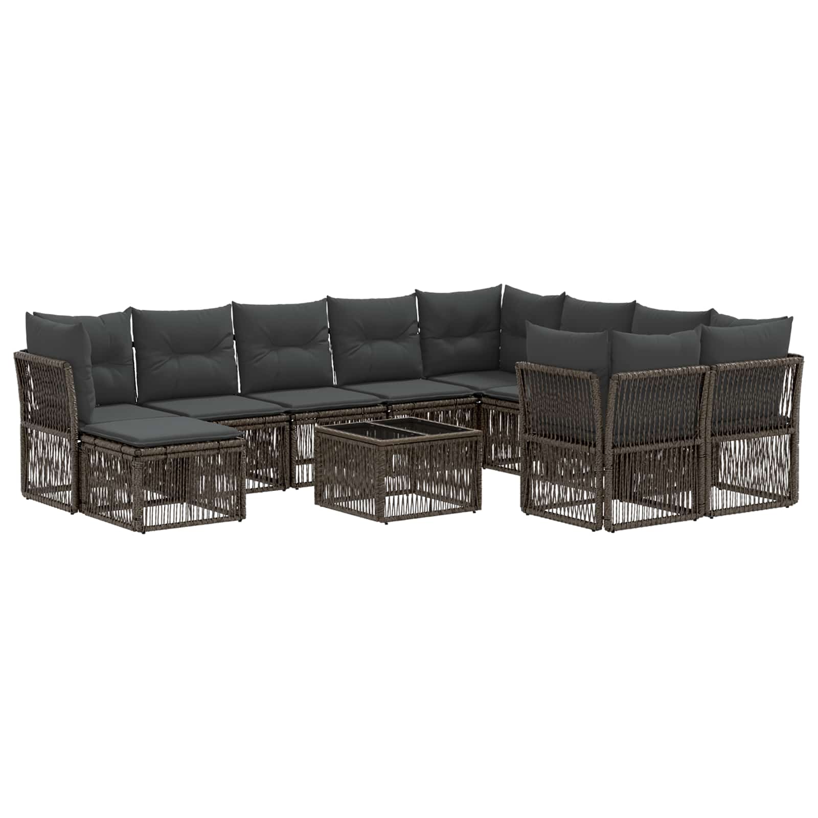 Tuinbankenset 11 st Grijs poly rattan - Afbeelding 2