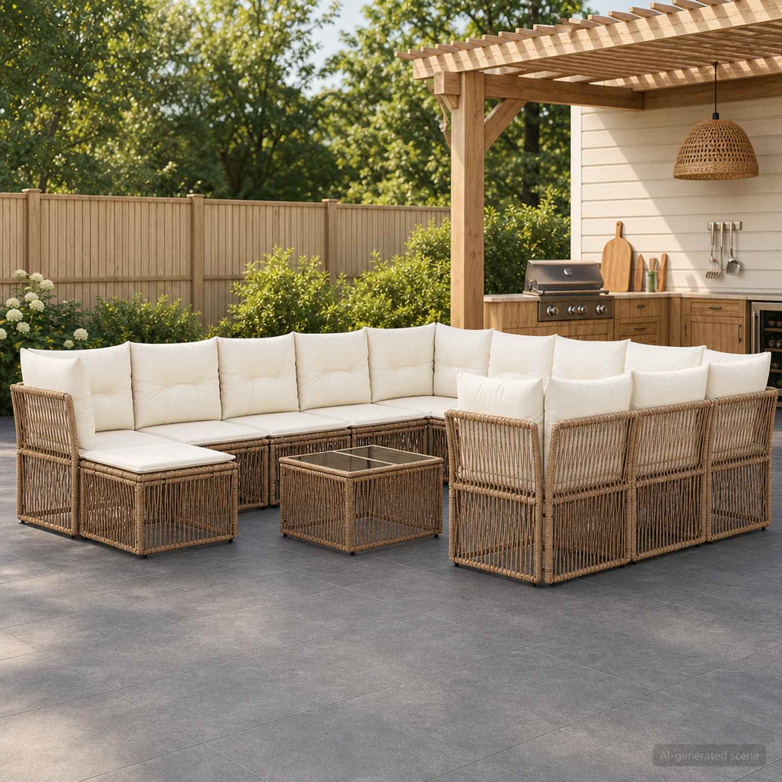 vidaXL Gartensofa-set 13 pcs Beige Poly-Rattan