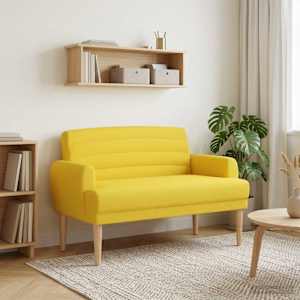 Dvojnica s gumbi Svetlo Rumena 116 x 67 x 80 cm Blago