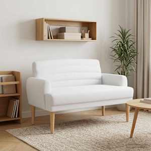 Dvojnica s gumbi Bela 116 x 67 x 80 cm Blago