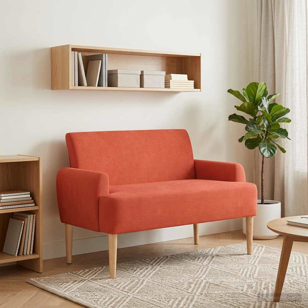 vidaXL Zweisitzer mit Knopfheftung Rot-Orange 116 x 67 x 81 cm