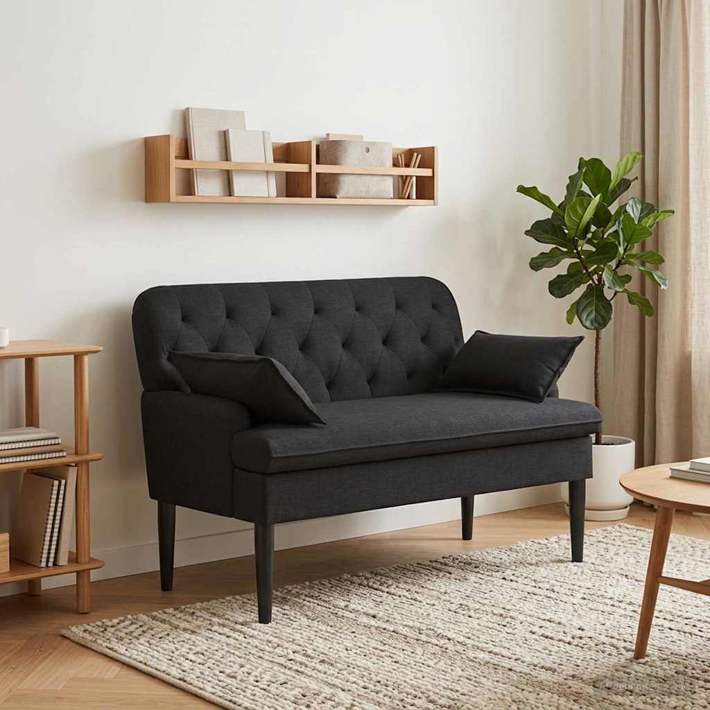 vidaXL Zweisitzer mit Knopfheftung Schwarz 111 x 68 x 80 cm Stoff