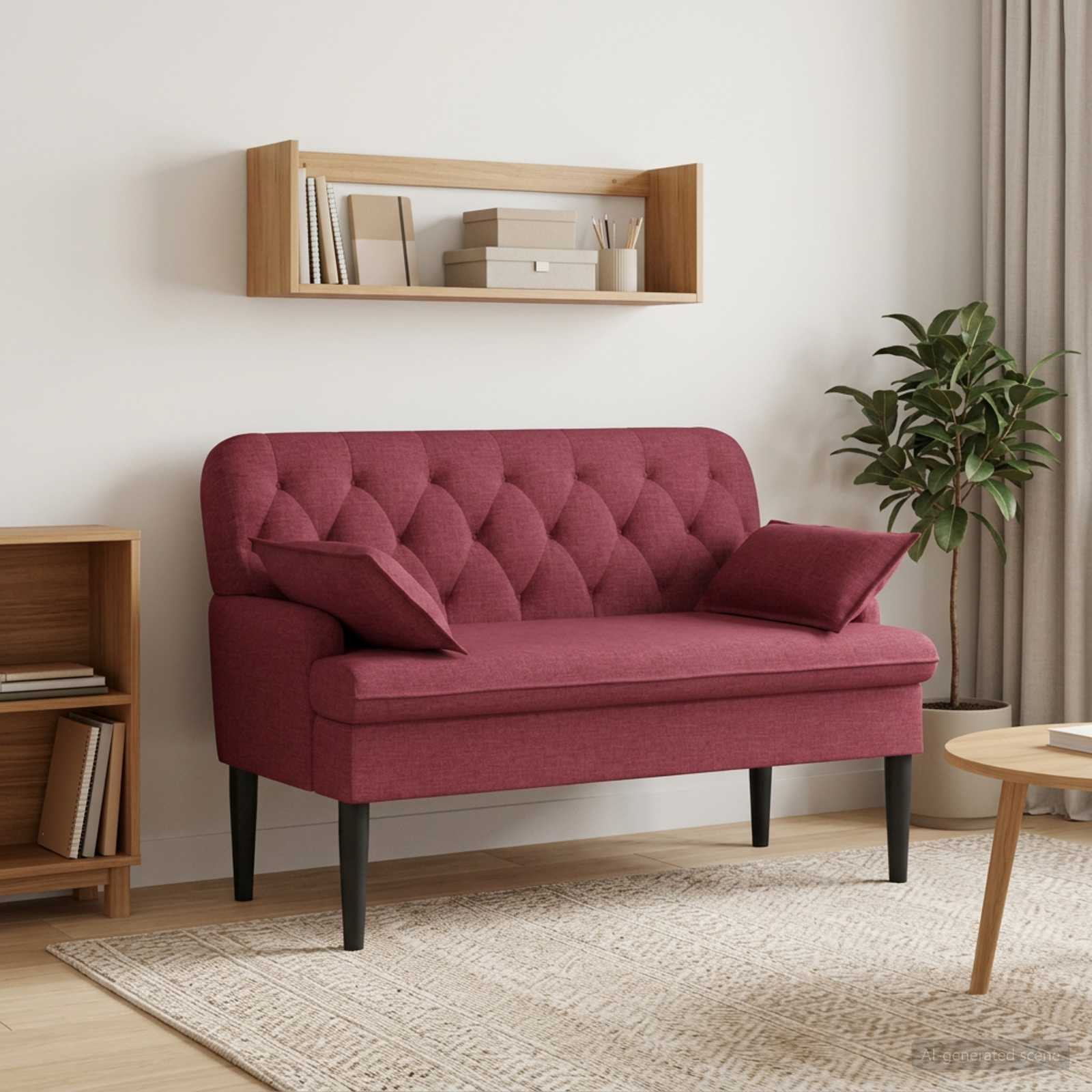 vidaXL Dvojnica s gumbi Vinorodna rdeča 111 x 68 x 80 cm Blago