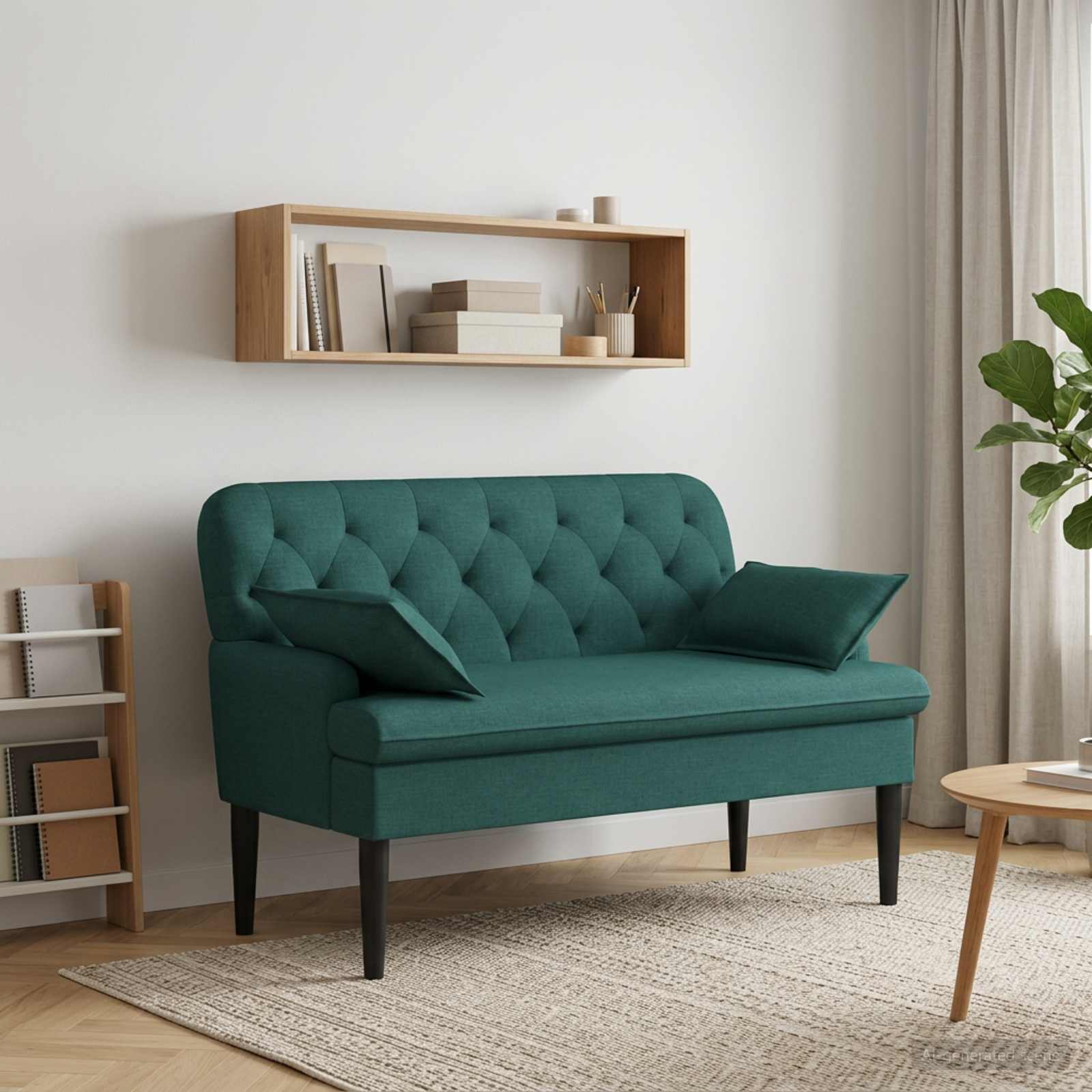 vidaXL Dvojnica s gumbi Temno zelena 111 x 68 x 80 cm Blago