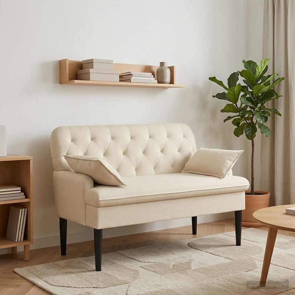 vidaXL Canapea cu capitonaj butonat Crem 111 x 68 x 80 cm Țesătură