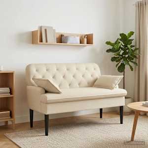 Dvojnica s gumbi Krem 111 x 68 x 80 cm Blago