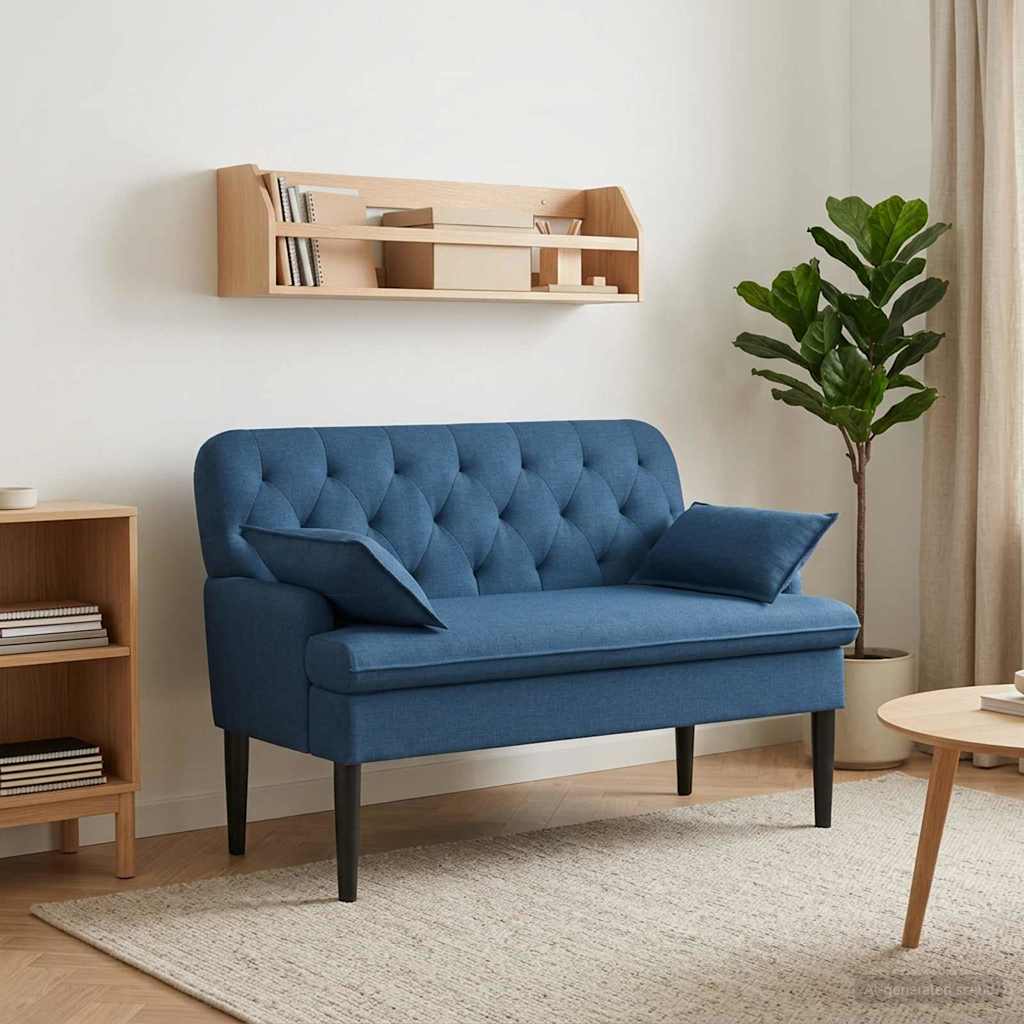 vidaXL Dvojnica s gumbi Modra 111 x 68 x 80 cm Blago