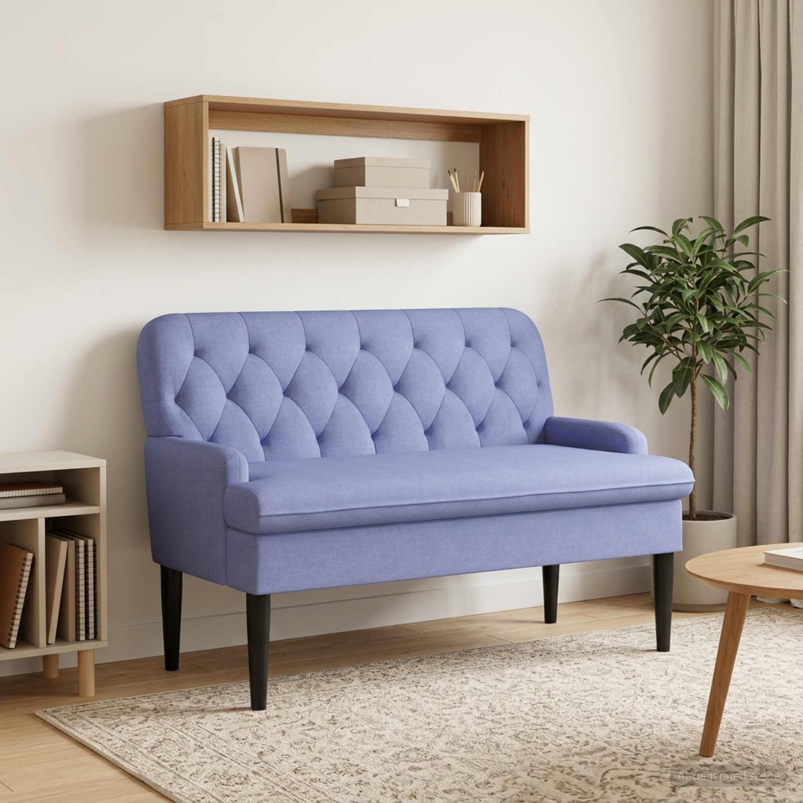 vidaXL Loungebank met knopencomfort Jeans Blauw 111 x 68 x 80 cm Stof