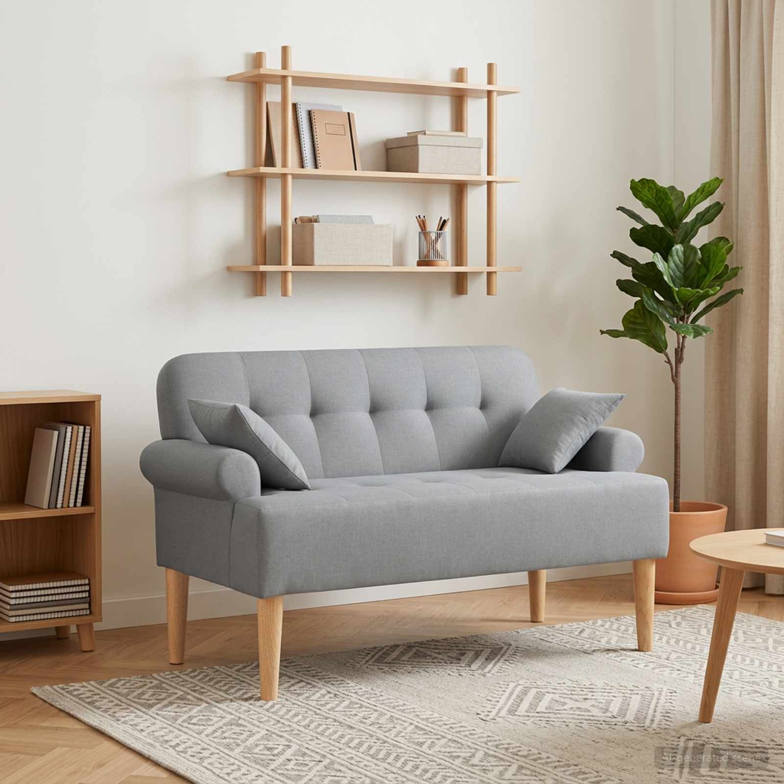 vidaXL Dvojnica s gumbi Svetlo siva 120 x 65 x 79 cm Blago