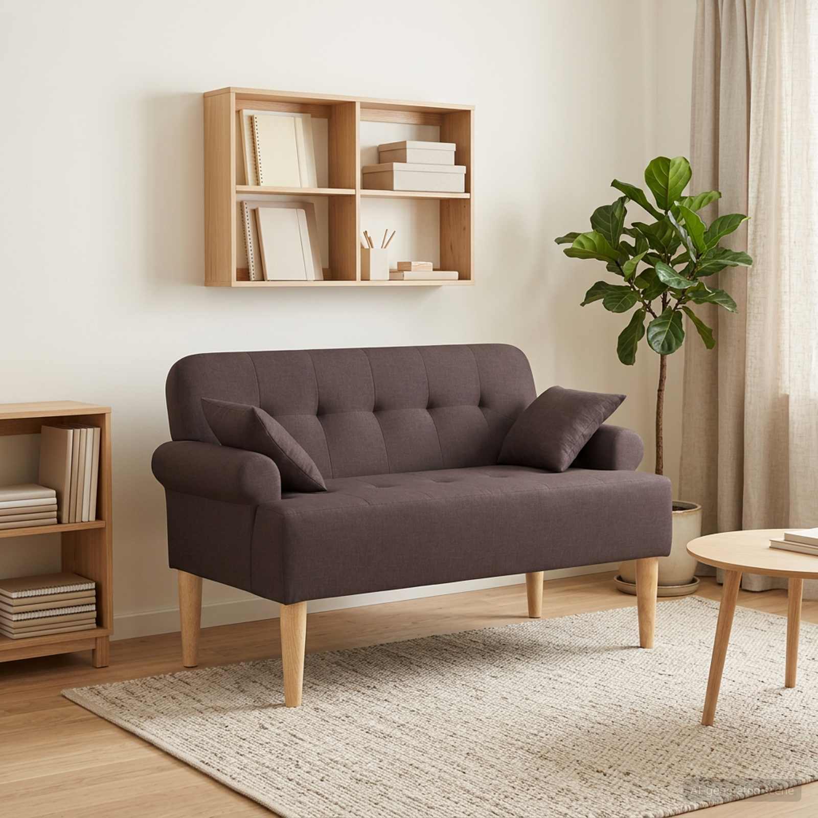 vidaXL Sofa dwuosobowa z guzikowym pikowaniem Ciemny brąz tkanina