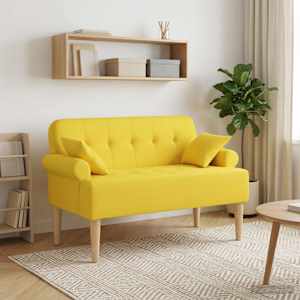 Dvojnica s gumbi Svetlo rumena 120 x 65 x 79 cm Blago