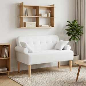 Dvojnica s gumbi Bela 120 x 65 x 79 cm Blago