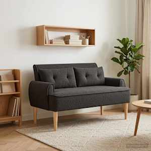 Dvojnica s gumbi Črna 117 x 67 x 77 cm Bouclé