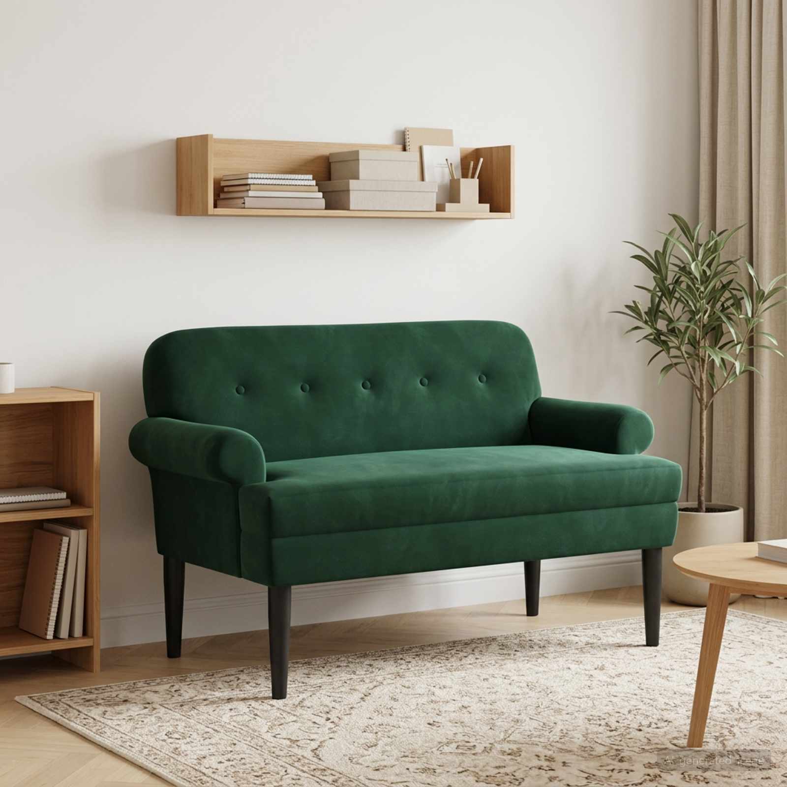 vidaXL Dvojnica s gumbi Temno zelena 120 x 66 x 78 cm Žamet