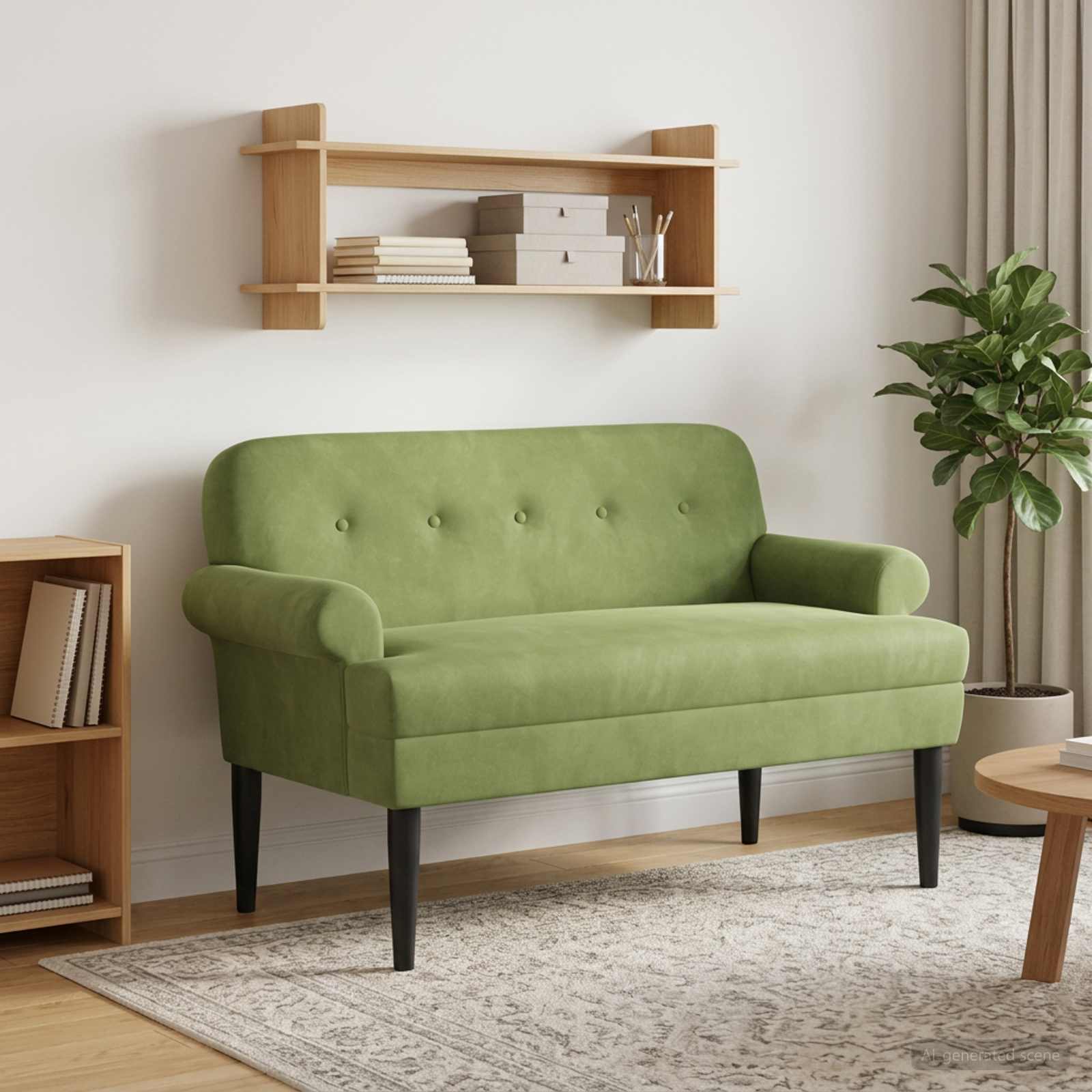 vidaXL Dvojnica s gumbi Svetlo zelena 120 x 66 x 78 cm Žamet