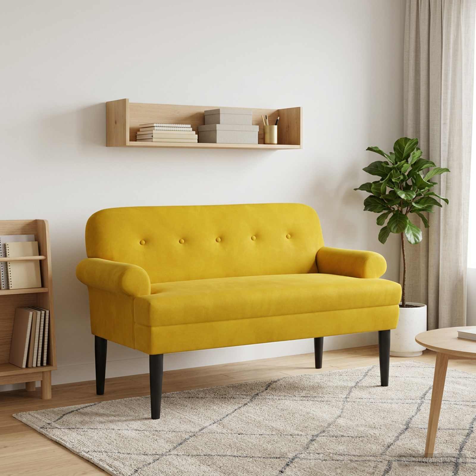 vidaXL Dvojnica s gumbi Rumena 120 x 66 x 78 cm Žamet
