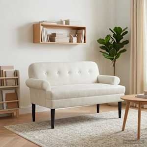 Dvojnica s gumbi Krem 120 x 66 x 78 cm Žamet