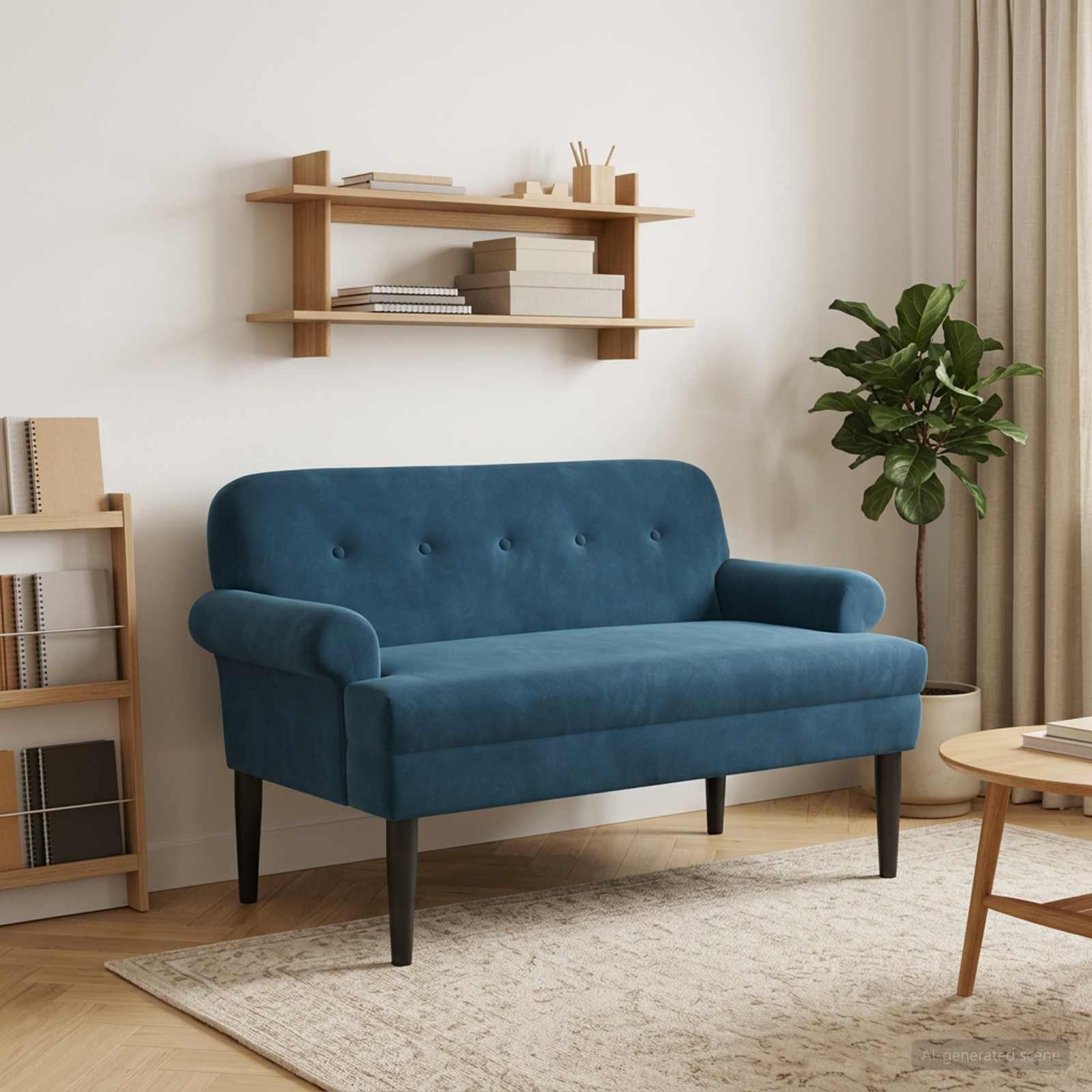 vidaXL Dvojnica s gumbi Modra 120 x 66 x 78 cm Žamet