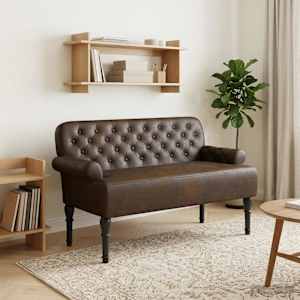 Dvojnica s gumbi Rjava 120 x 65 x 78 cm Umetno nubuk usnje
